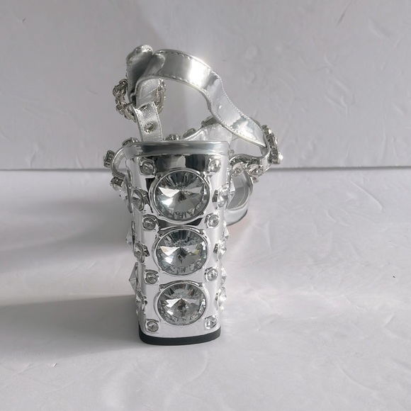 Meuey Lyot Chunky Heel Rhinestone Sandals Open Toe Shoes Size 40 or 9.5 US NIB - Picture 8 of 10